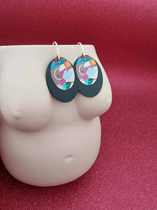 erin.k creative studio - Earrings - Breast Friends - Double Oval Pink