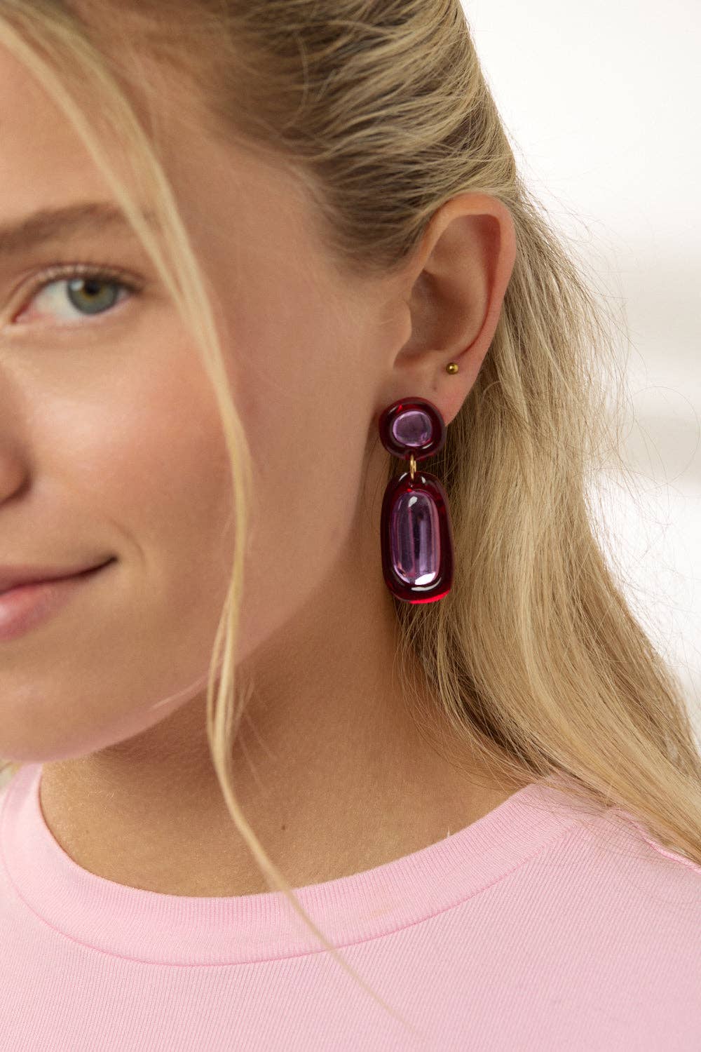 Martha Jean - Jelly Drop Earrings - Burgundy/Violet