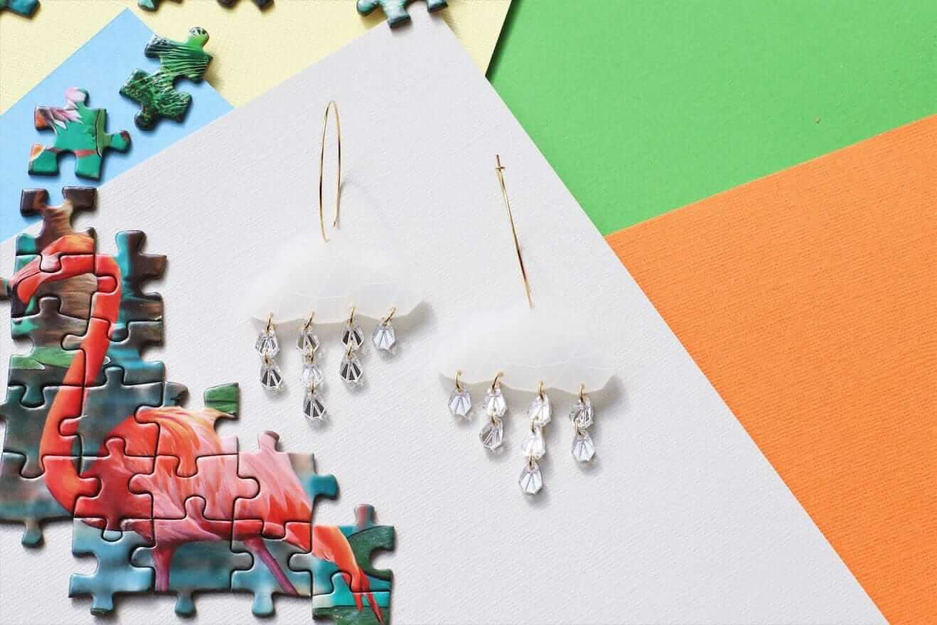Little Geraldine - Earrings - Rain Cloud Geo Hoops
