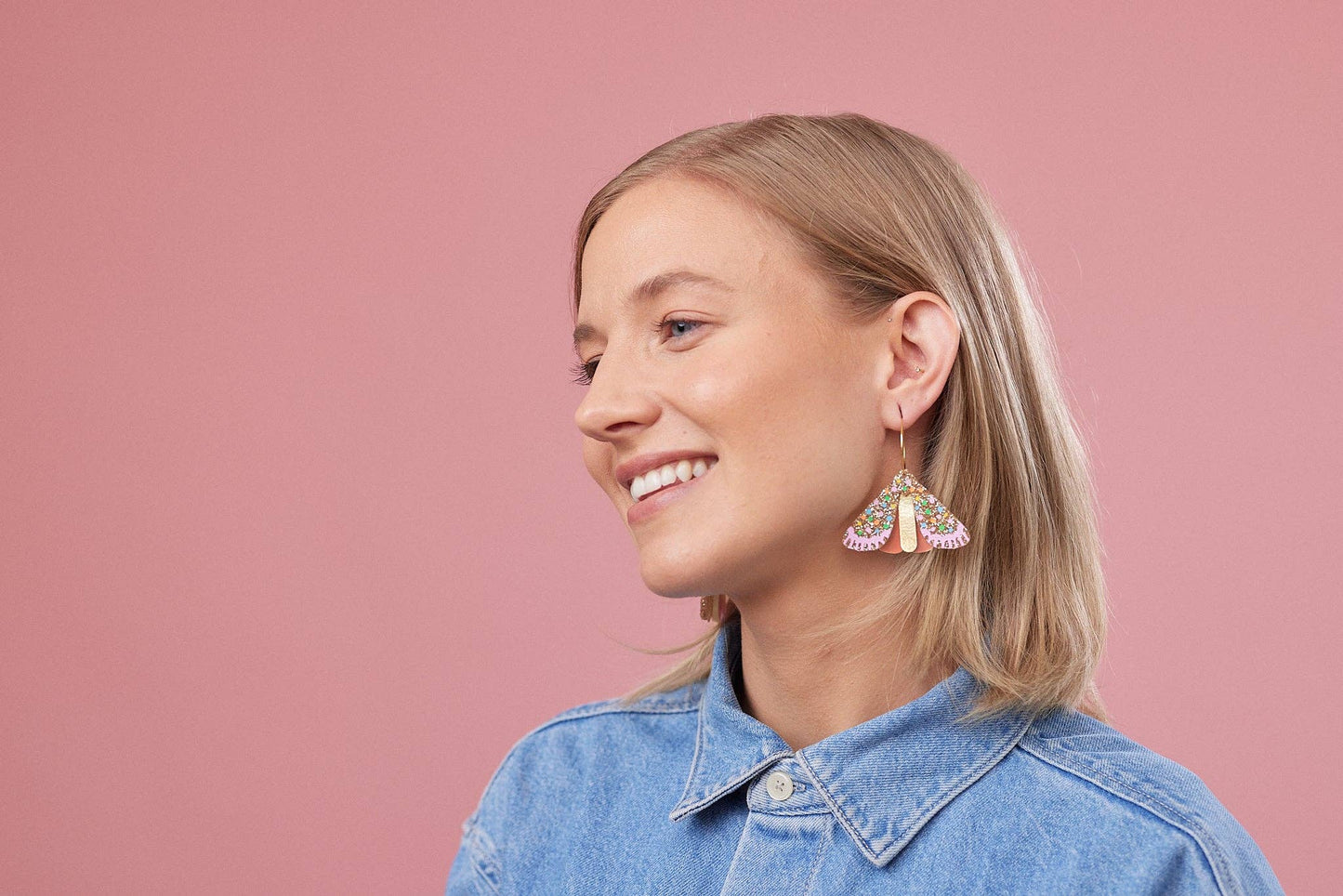 Martha Jean - Moth Earrings - Gold/Multi