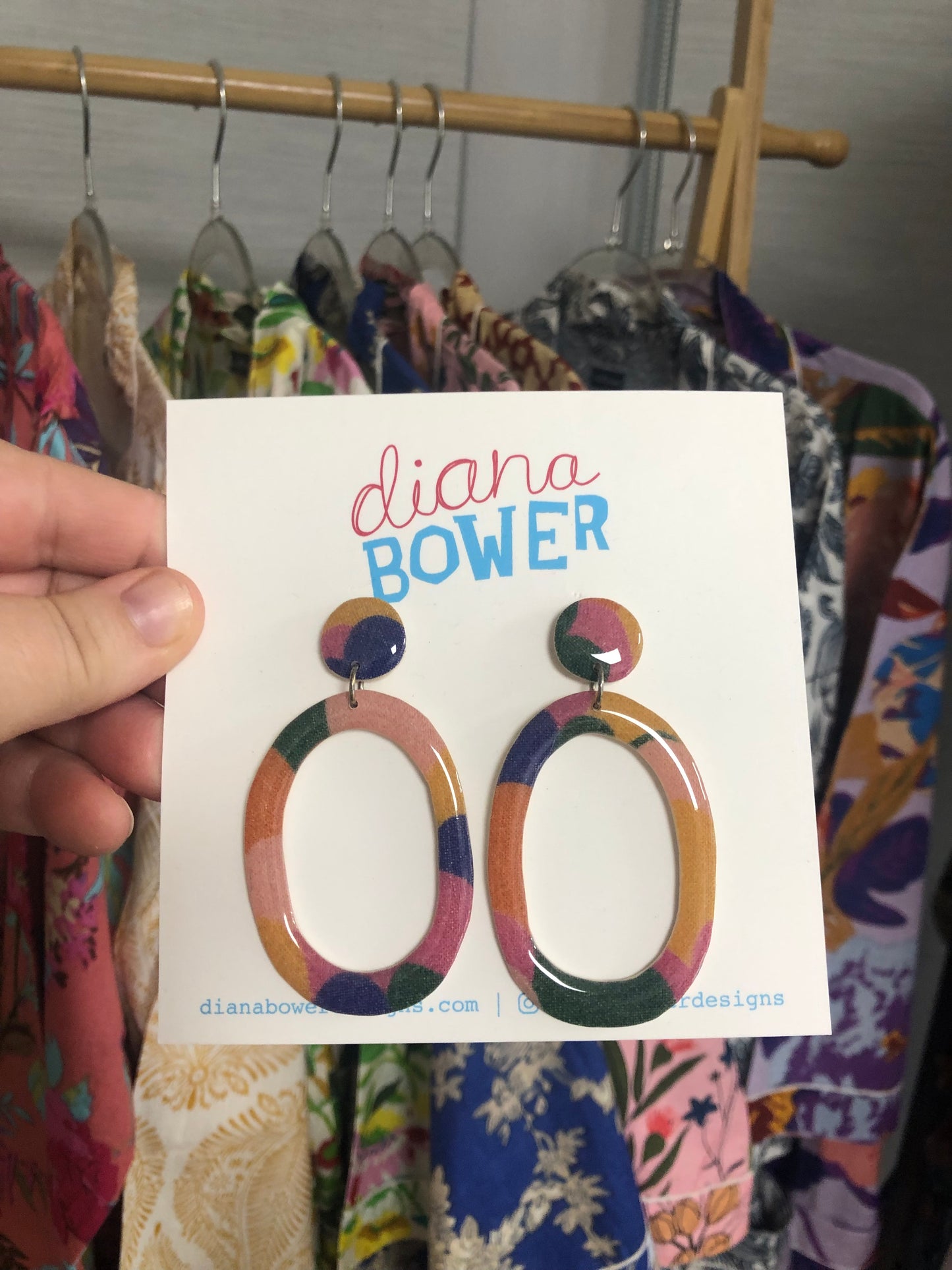 Diana Bower Designs - Earrings - X-Large Dangles - Multicolour Hoops