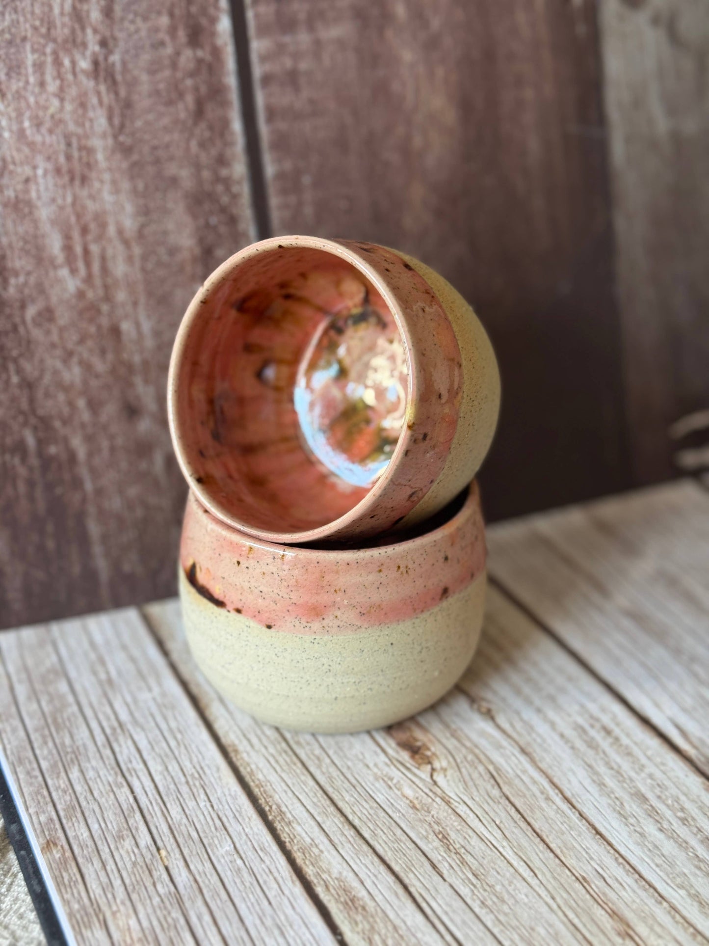 Wolf and Clay - Mini Hug Mug - Soft Pink with Brown Spots