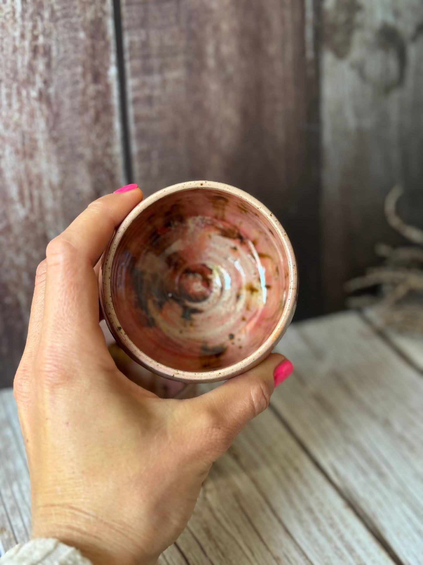Wolf and Clay - Mini Hug Mug - Soft Pink with Brown Spots