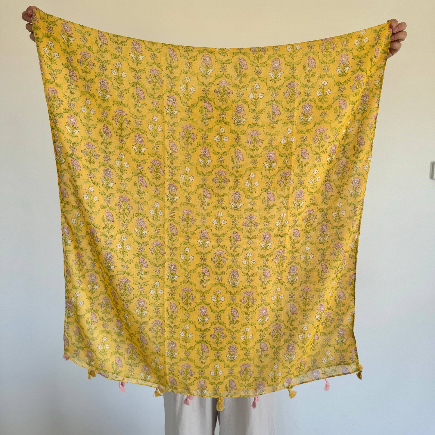 Greenwood Designs - Natalia Floral in Yellow - Lightweight Scarf