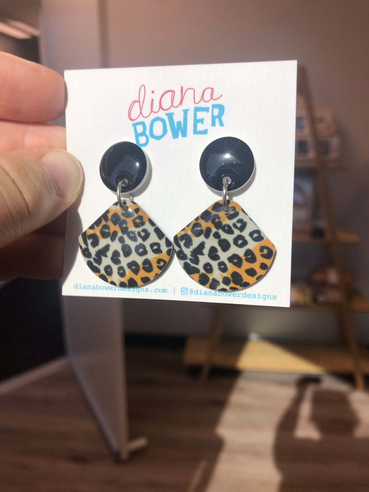 Diana Bower Designs - Earrings - Small Fan - Animal Print