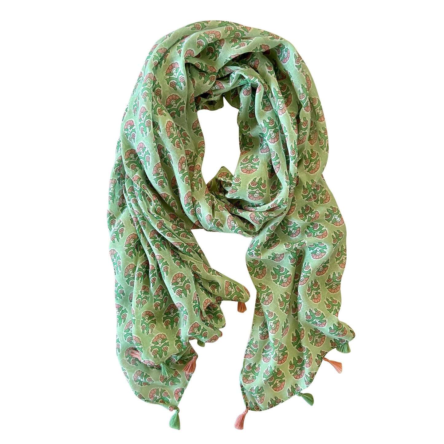 Greenwood Designs - Olivia Floral in Green - Lightweight Scarf
