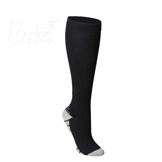 Bubba Bump - Pregnancy + Postpartum Compression Socks in Black - Small/Medium