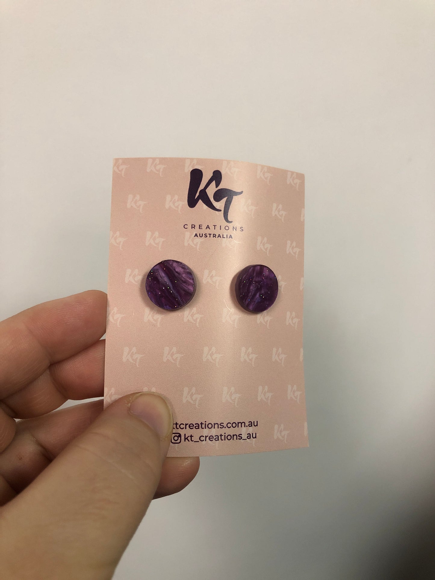 KT Creations Australia - Earrings - Purple Glitter Studs