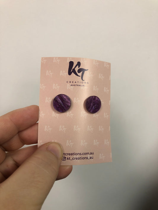 KT Creations Australia - Earrings - Purple Glitter Studs