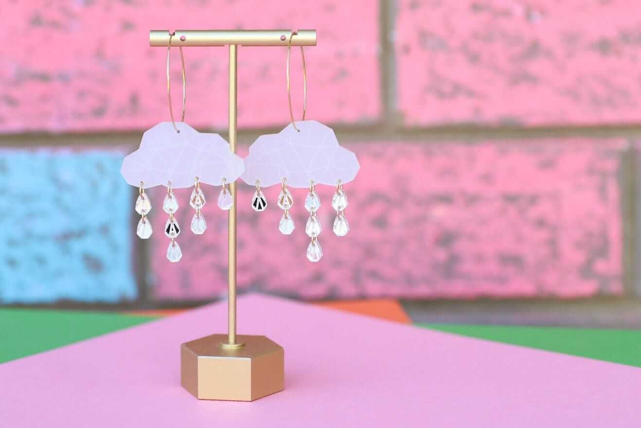 Little Geraldine - Earrings - Rain Cloud Geo Hoops
