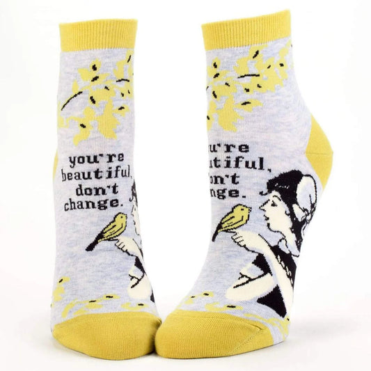 Blue Q - Ladies Ankle Socks - You're Beautiful, Don't Change