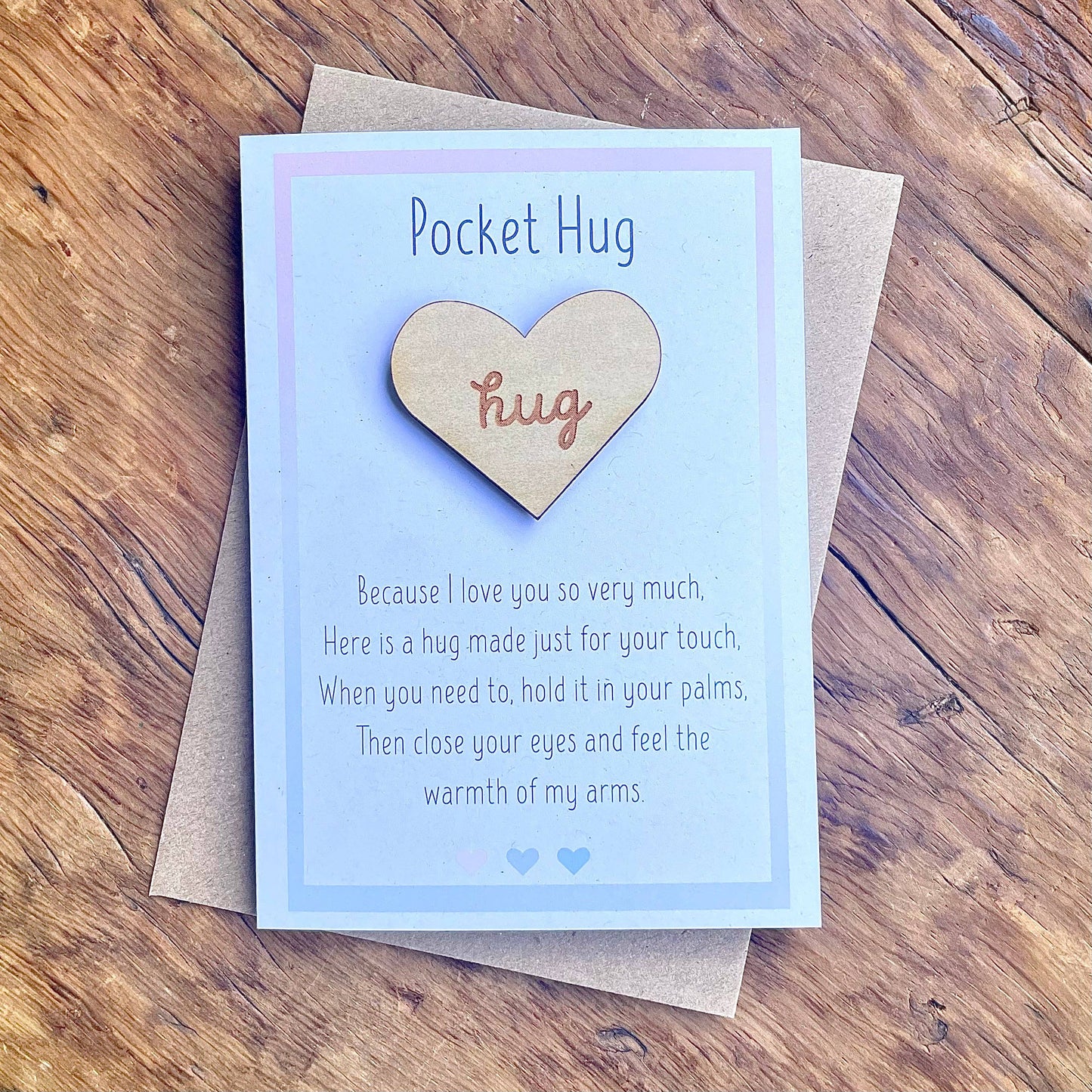 To & From Cards - Greeting Card w/wooden Pocket Hug