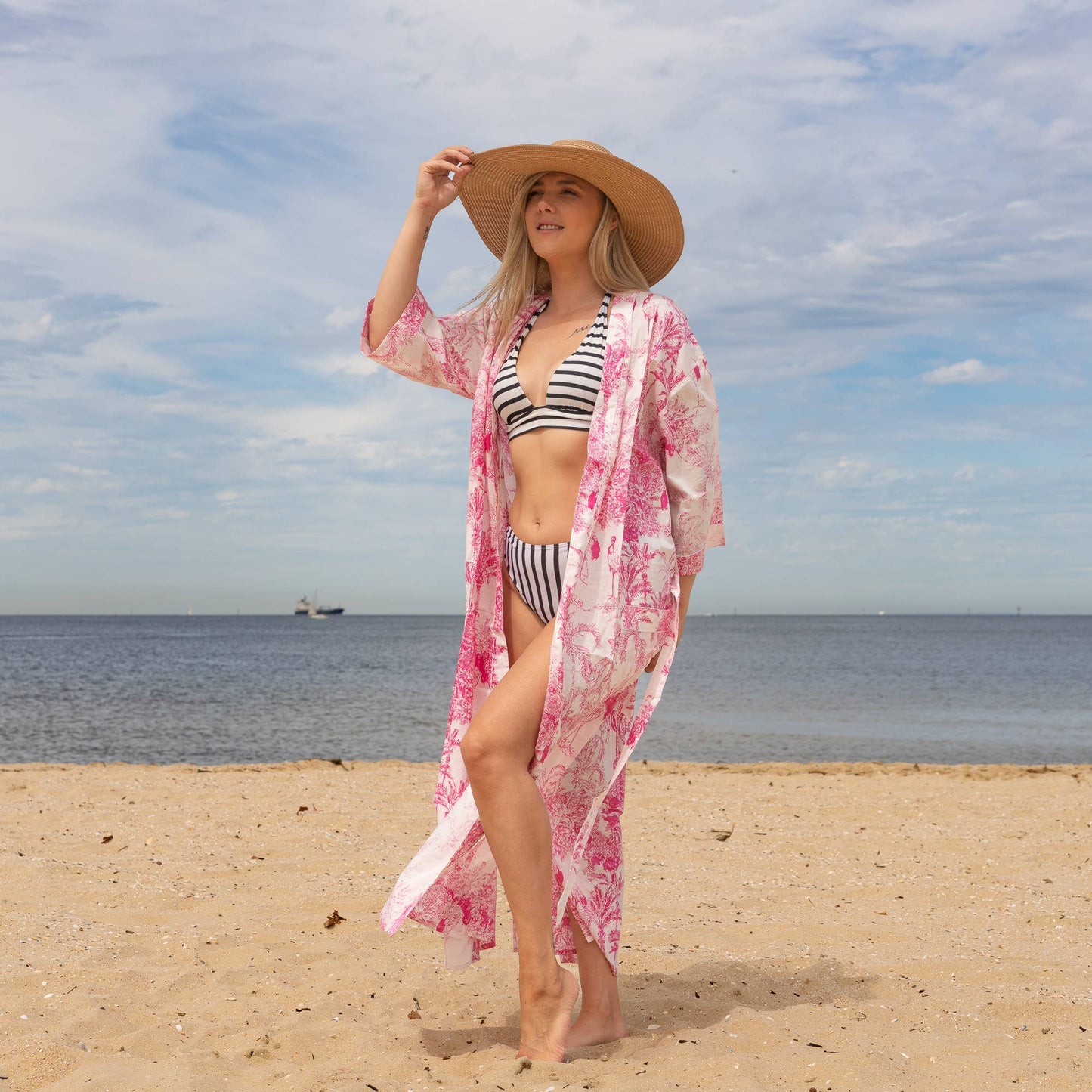 Linen Connections - Cotton Kimono Robe - Floral Vibes