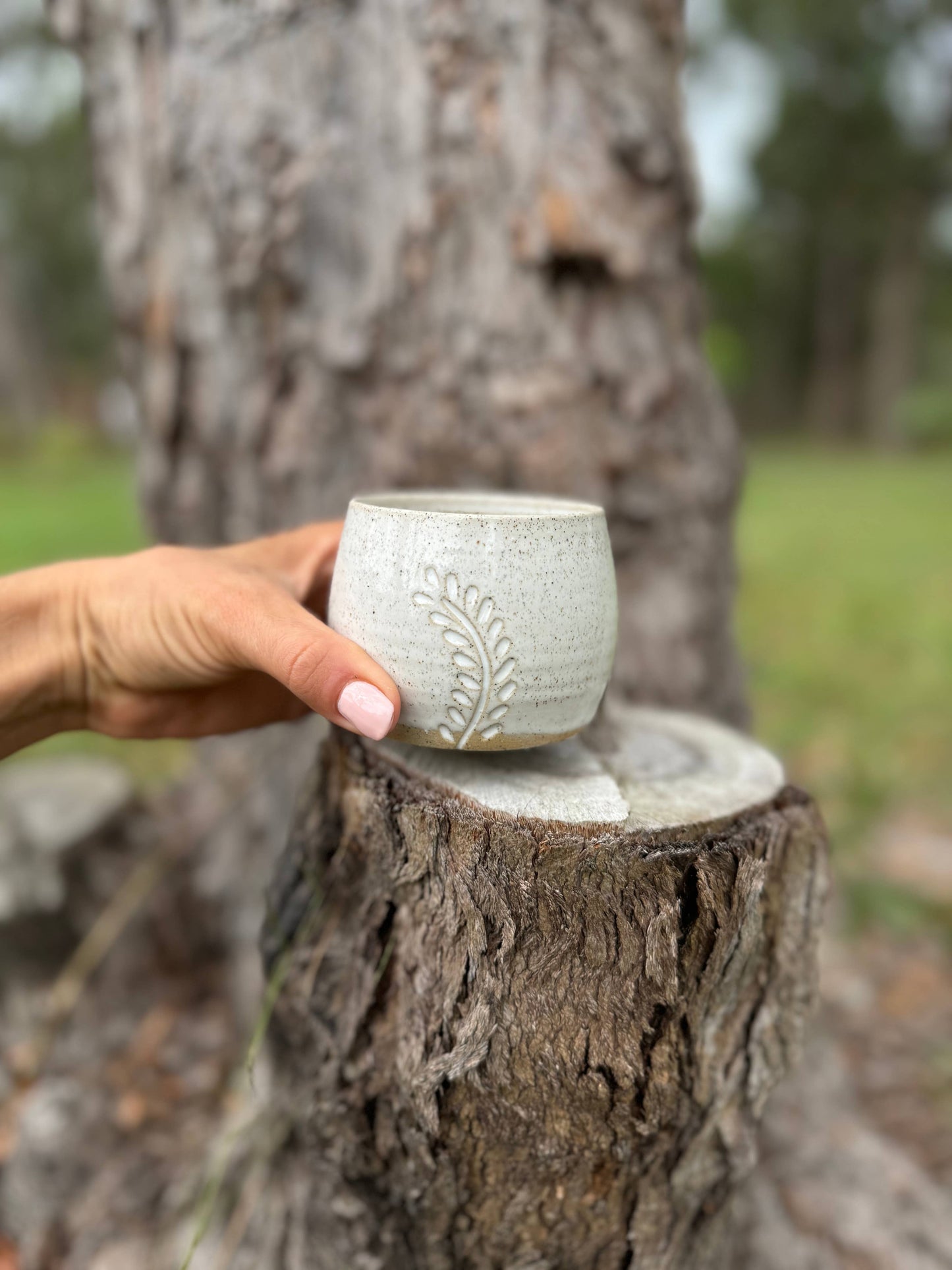 Wolf and Clay - Hug Mug - Hand Carved Fern