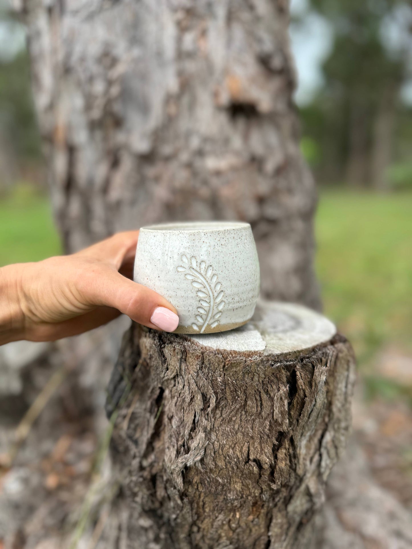 Wolf and Clay - Hug Mug - Hand Carved Fern