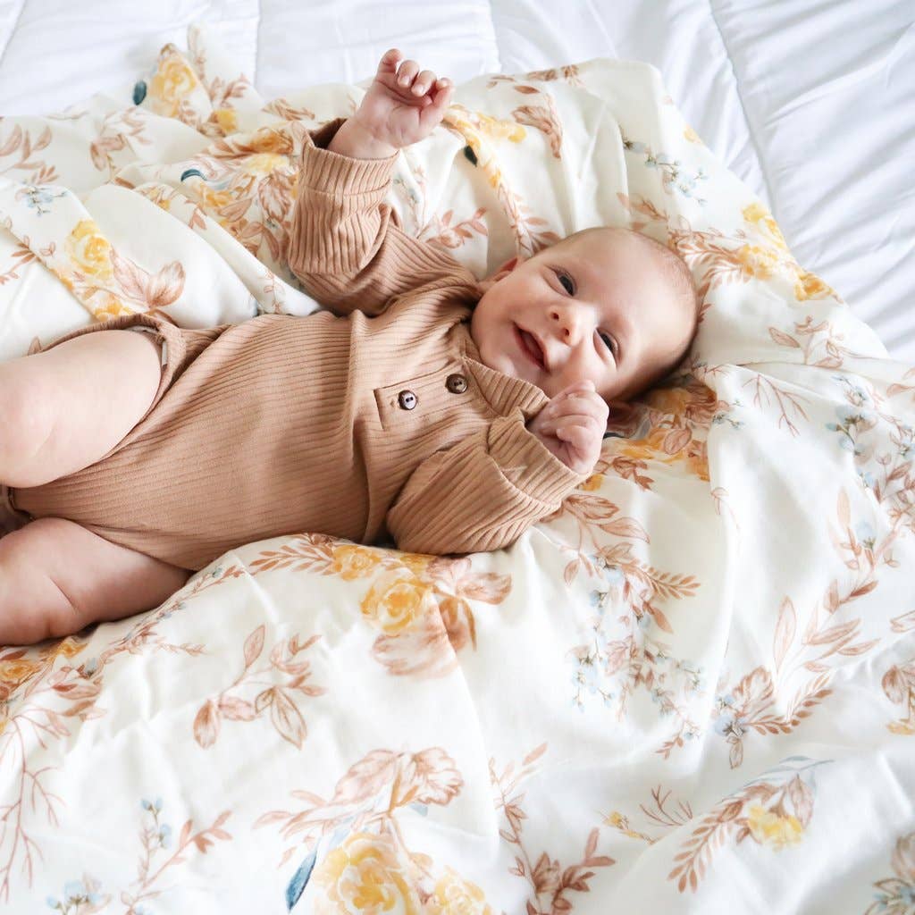 Savannah and Three - Muslin Wrap - Vintage Brown Floral