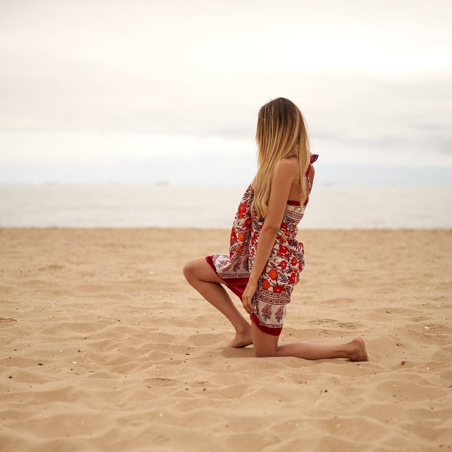 Linen Connections - Cotton Sarong - Red Floral