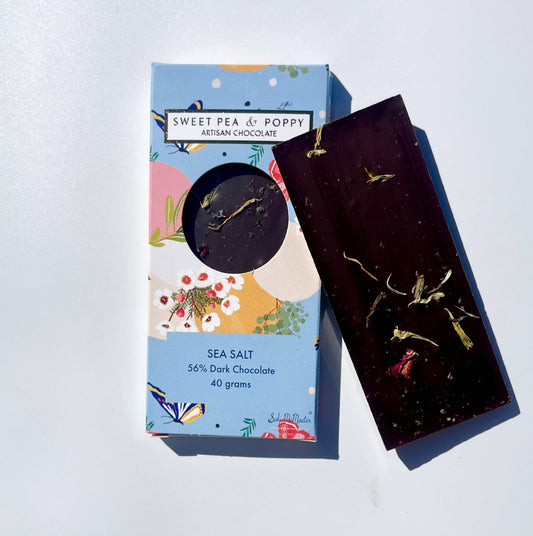 Sweet Pea & Poppy - Artisan Chocolate Bar - Dark Chocolate Sea Salt