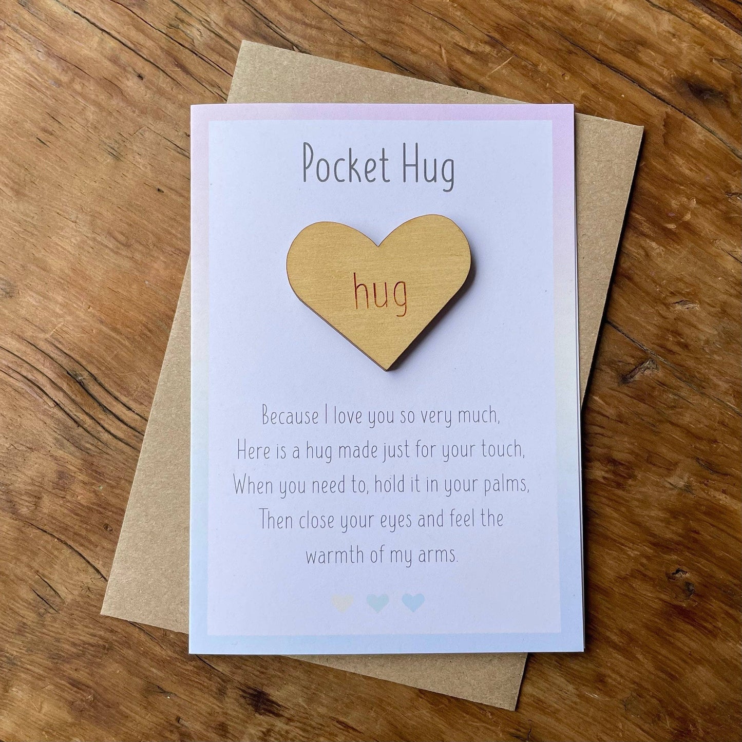 To & From Cards - Greeting Card w/wooden Pocket Hug