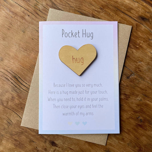 To & From Cards - Greeting Card w/wooden Pocket Hug