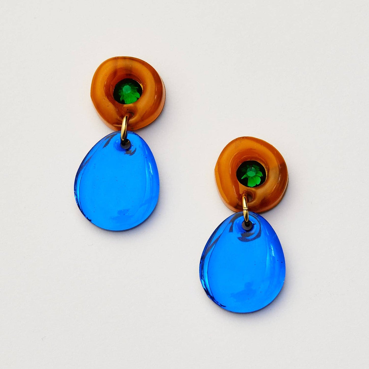 Martha Jean - Jam Gem Earrings - Brown/Cobalt