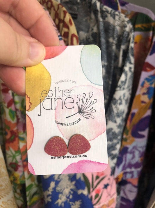 Esther Jane - Timber Stud Earrings - Deep Rose
