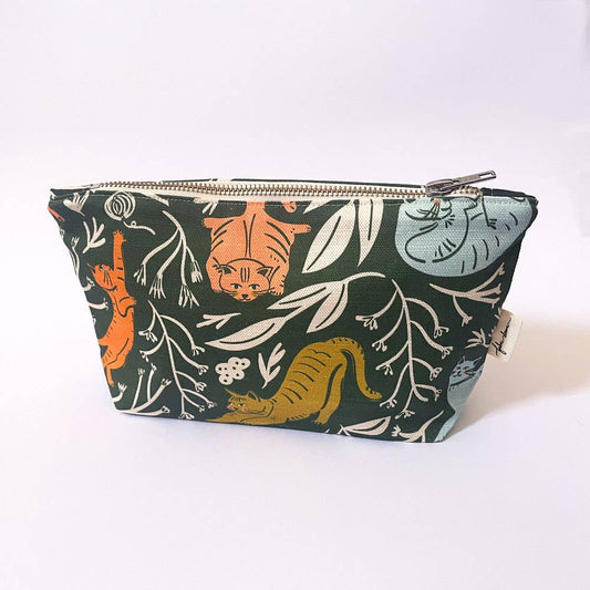 Fabric Drawer - Handmade Make-up, Travel, Clutch Fabric Zip Purse - Cats