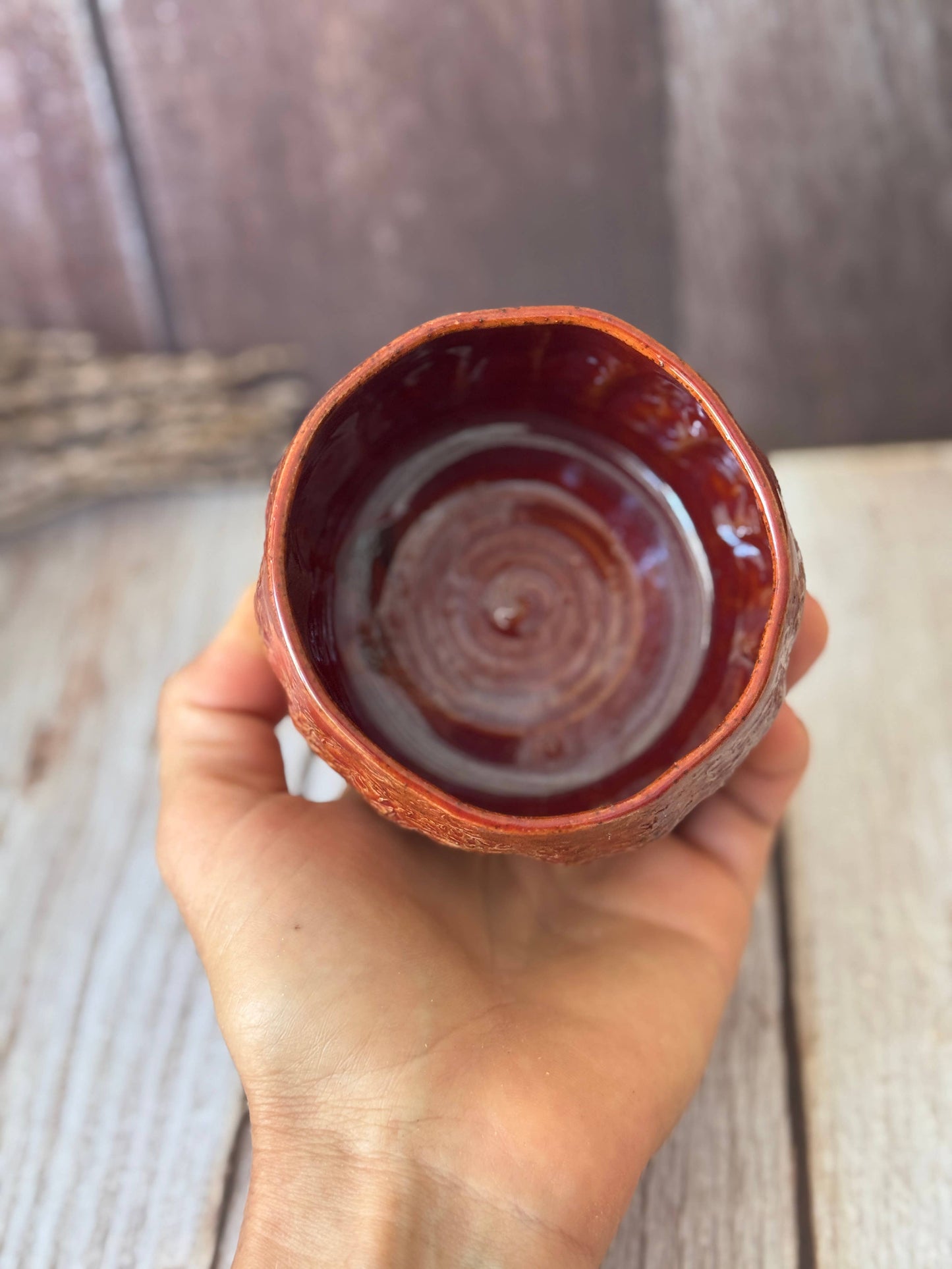 Wolf and Clay Pty Ltd - Hug Mug - Floral Imprinted - Burnt Red