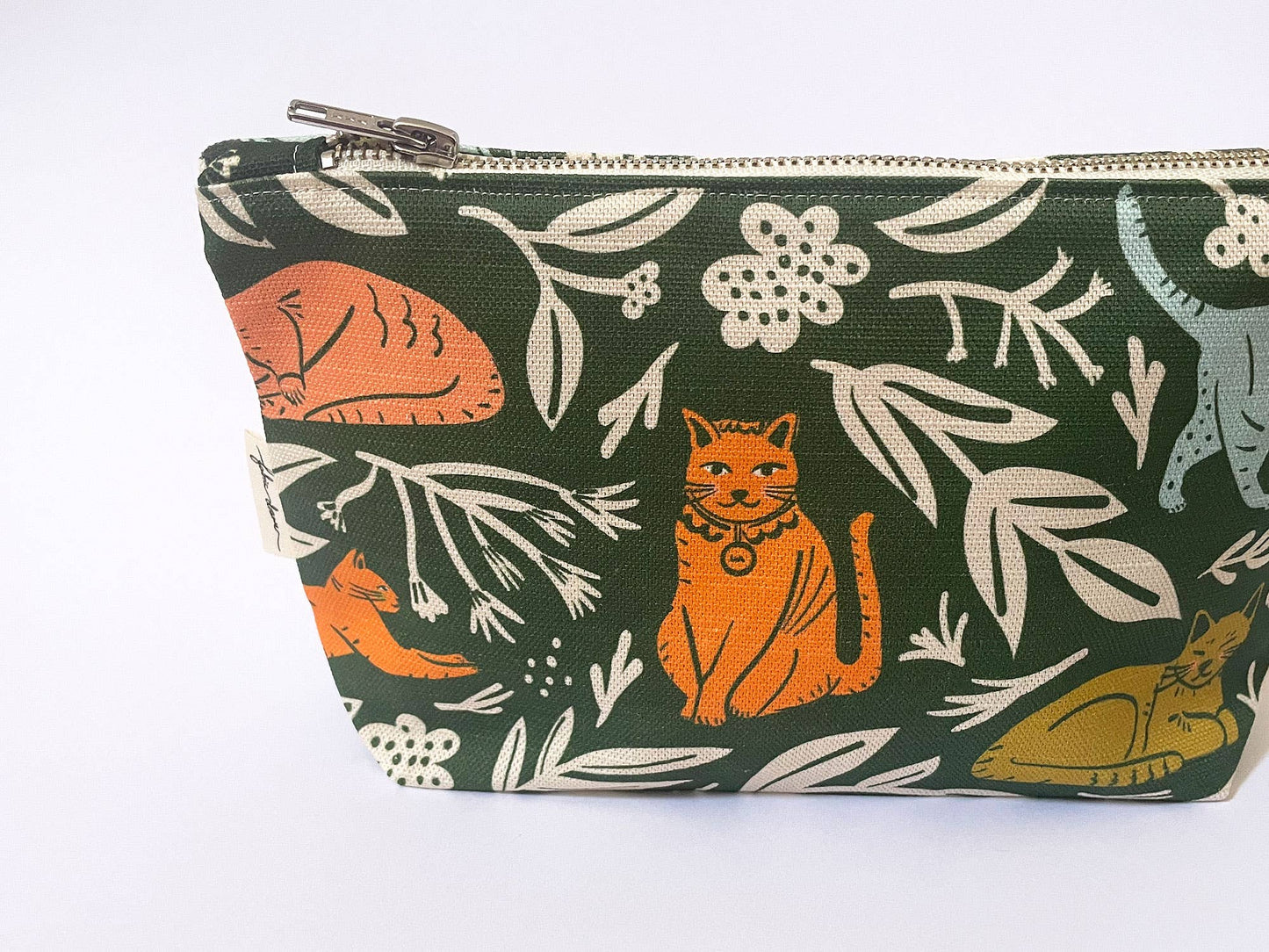 Fabric Drawer - Handmade Make-up, Travel, Clutch Fabric Zip Purse - Cats