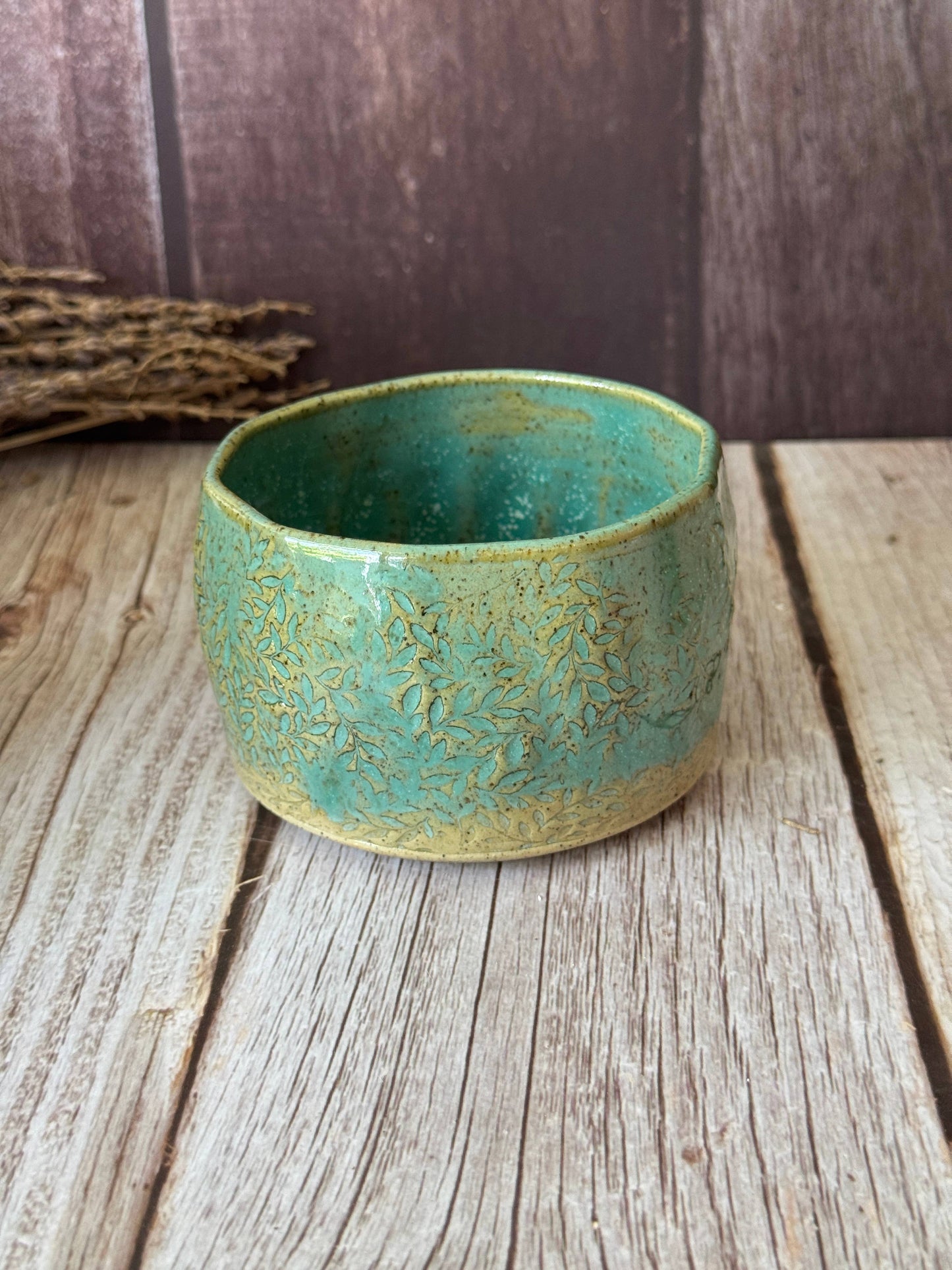 Wolf and Clay Pty Ltd - Hug Mug - Floral Imprinted - Green