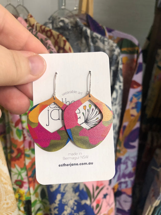 Esther Jane - Large Dangle Timber Earrings - Pinks