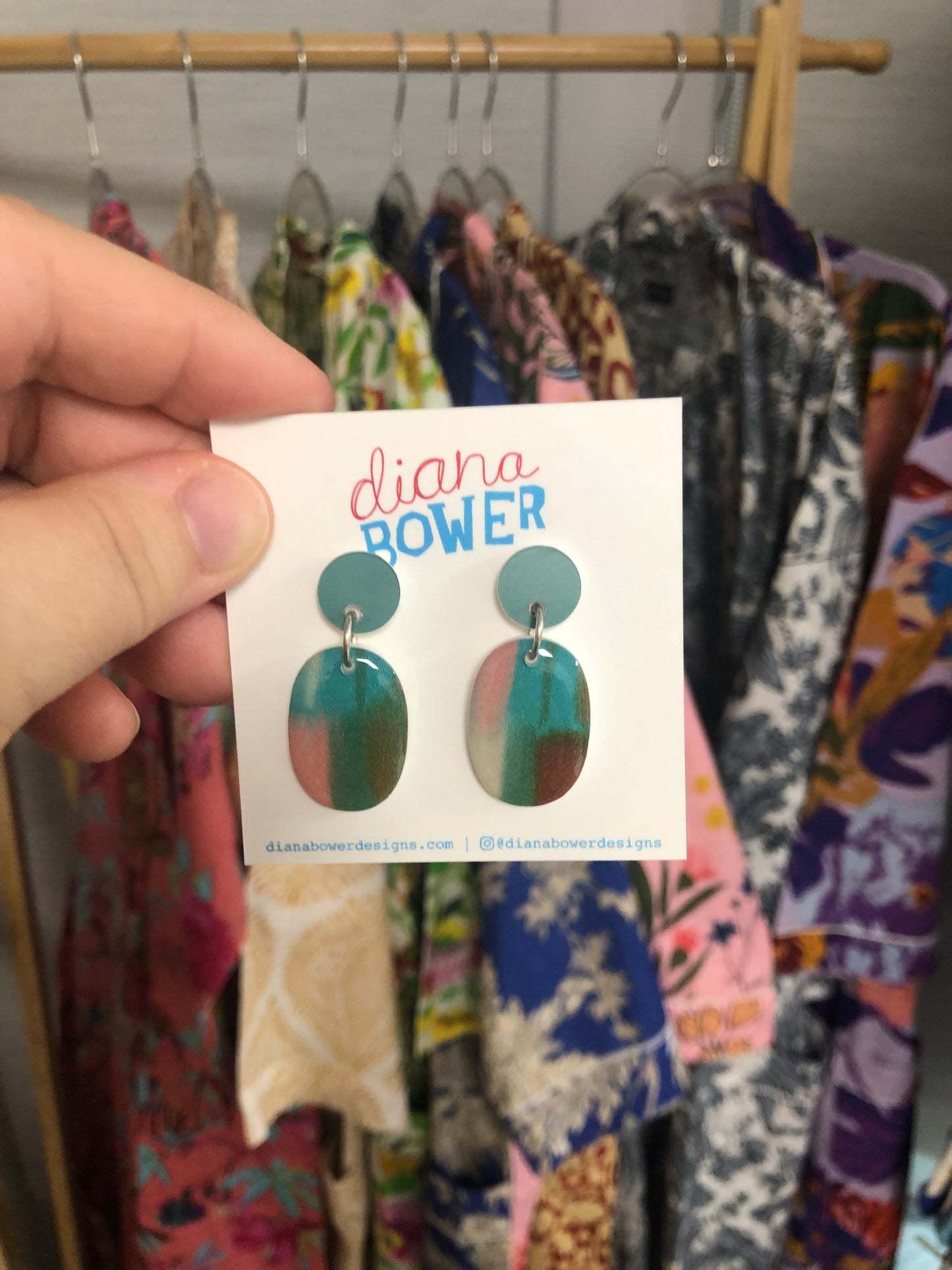 Diana Bower Designs - Earrings - Small Dangles - Dusty Pink and Aqua