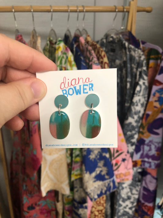 Diana Bower Designs - Earrings - Small Dangles - Dusty Pink and Aqua