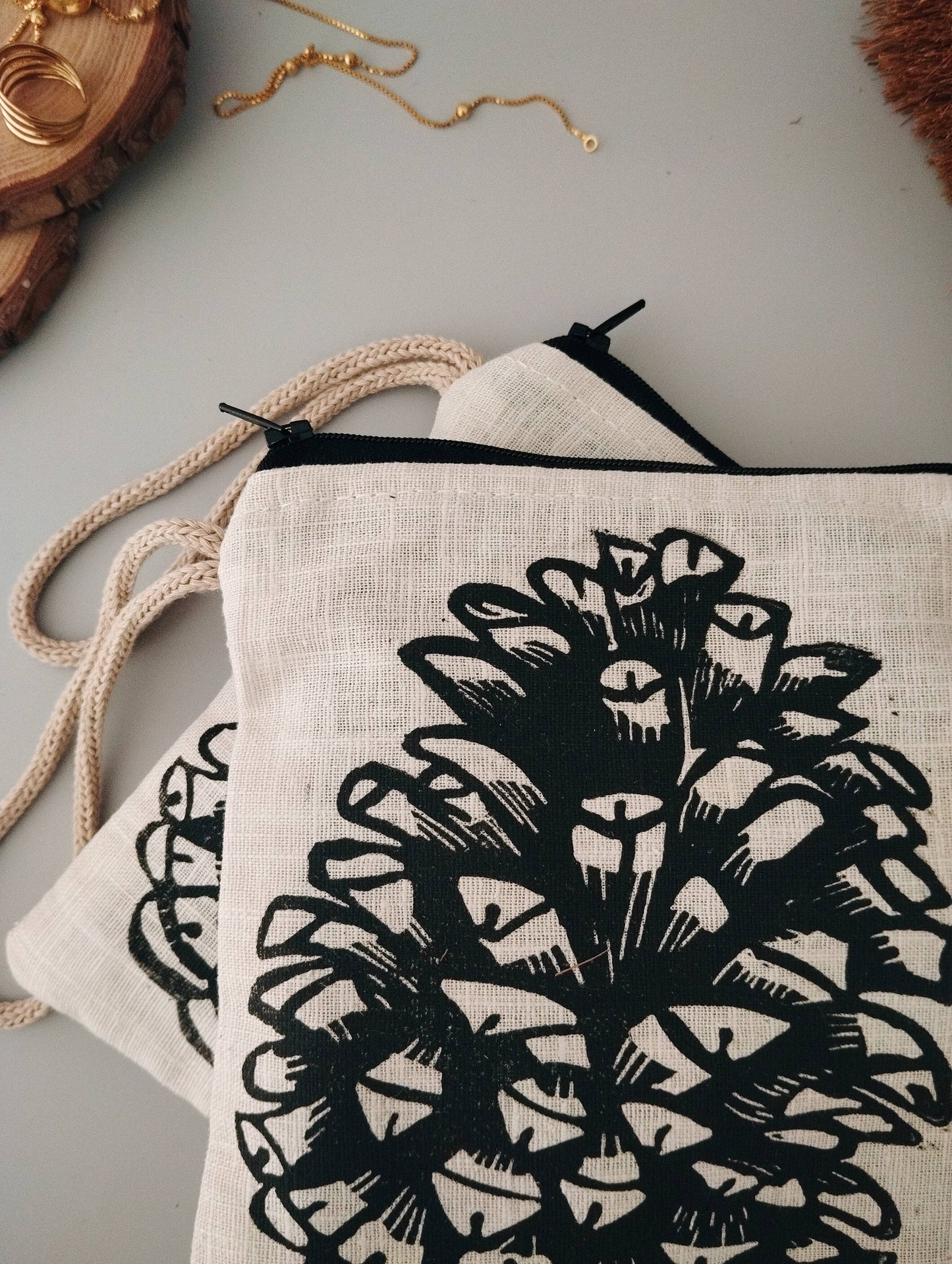 PRE-ORDER AVAILABLE - The Ink Job - Linen Pouch with Zipper - Pinecone