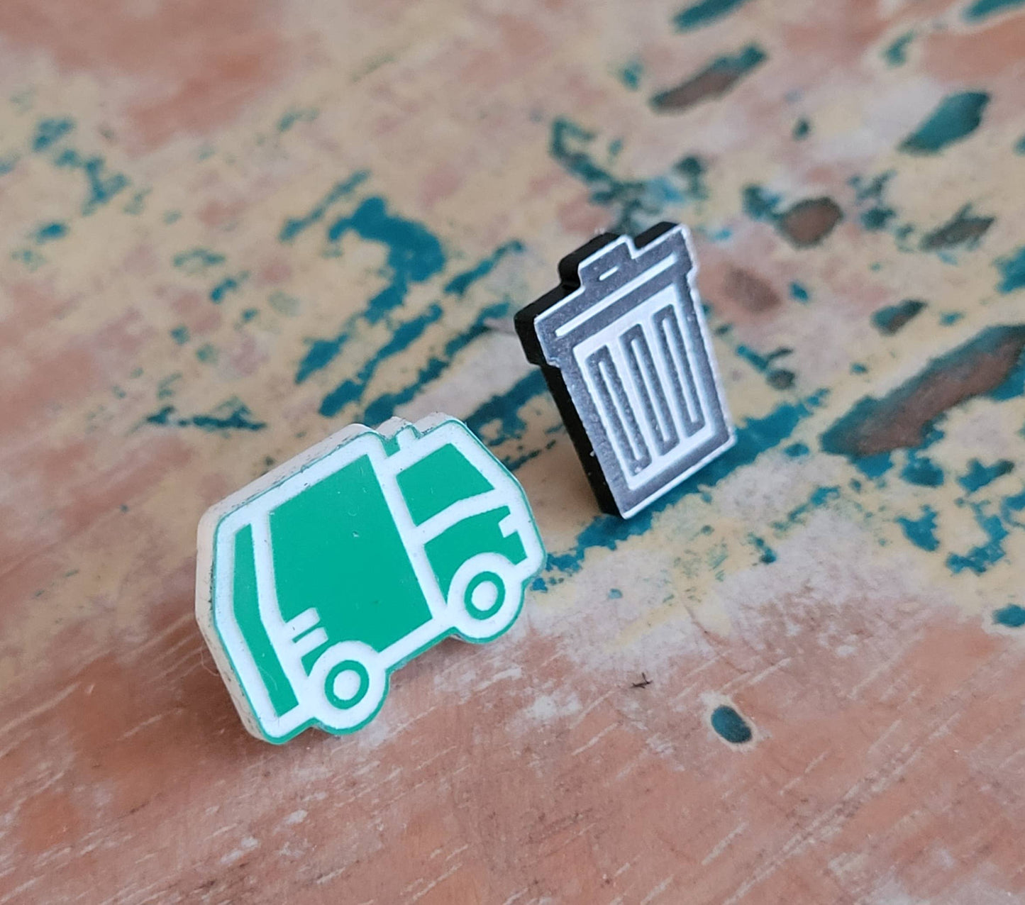Samantha's Studio - Earrings - Garbage Truck & Bin Studs