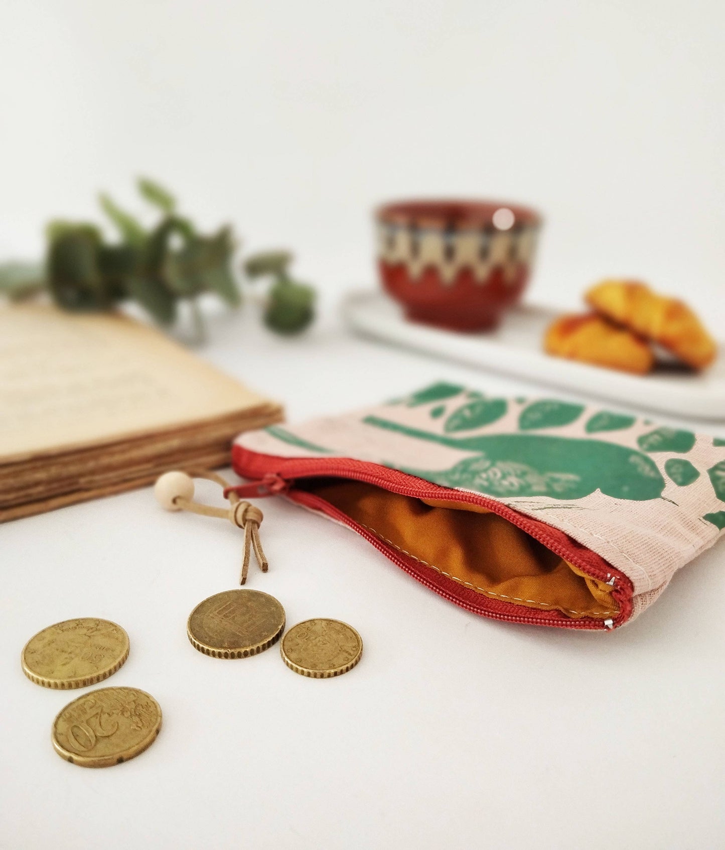 PRE-ORDER AVAILABLE - The Ink Job - Linen Pouch with Zipper - Folk Bird Print