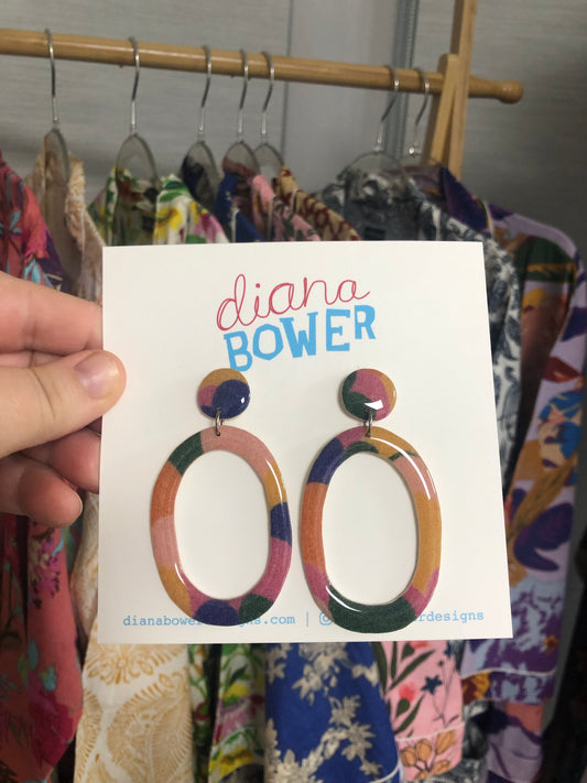 Diana Bower Designs - Earrings - X-Large Dangles - Multicolour Hoops