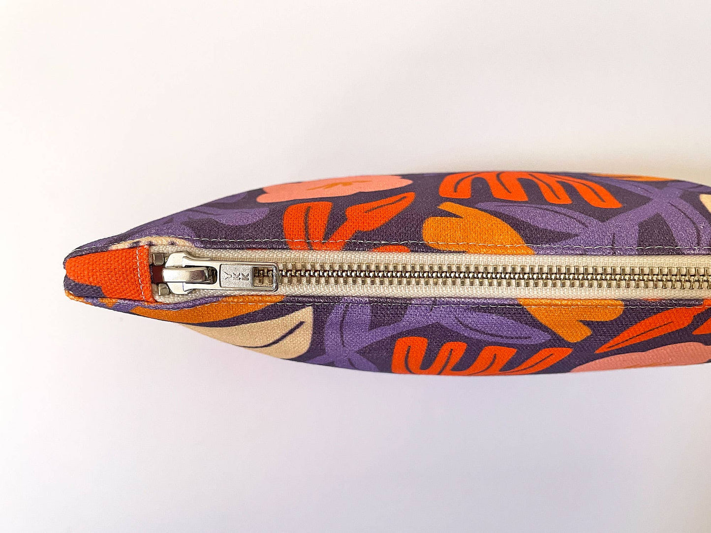 Fabric Drawer - Handmade Make-up, Travel, Fabric Zip Purse - Petals (Purple)