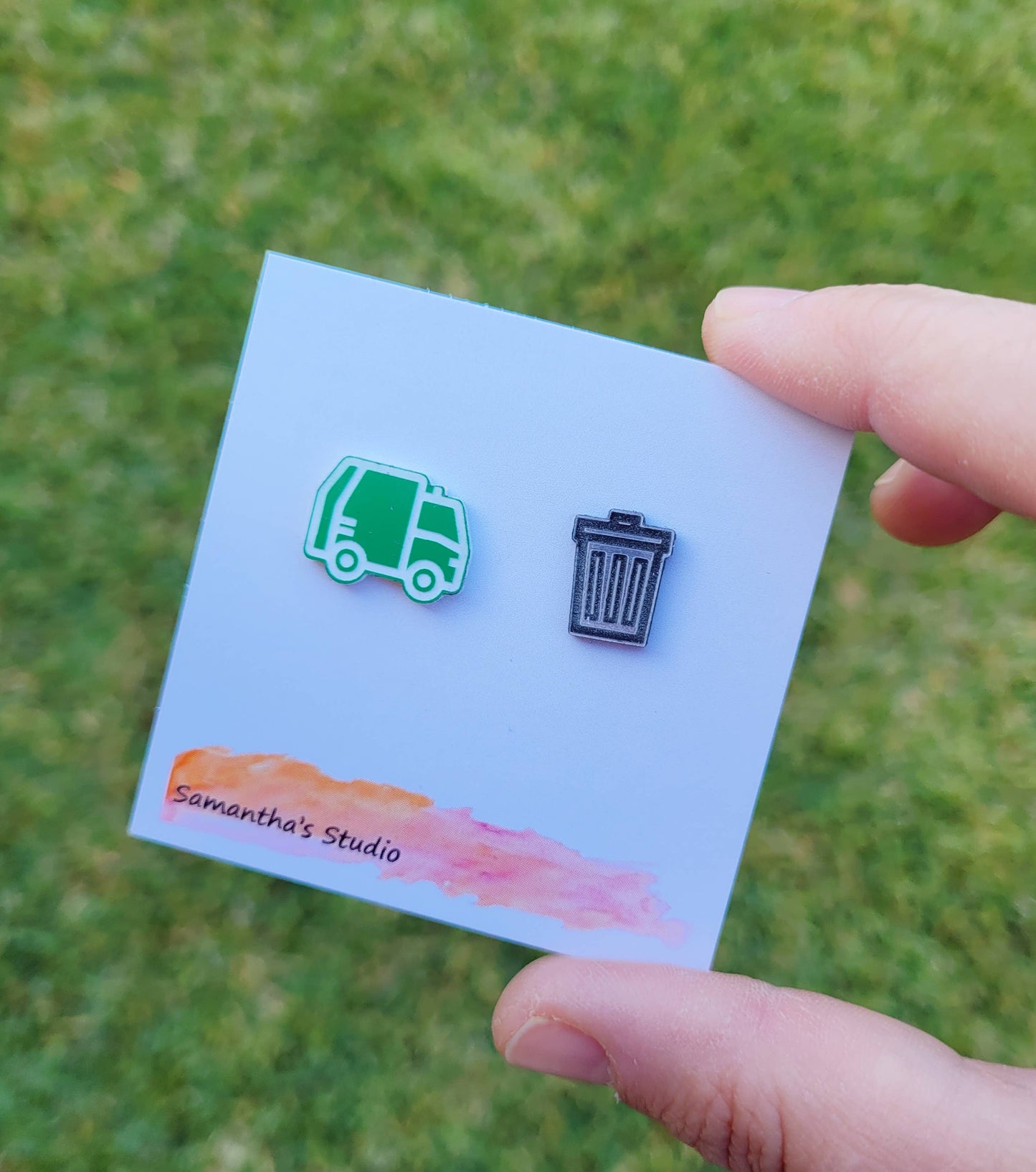 Samantha's Studio - Earrings - Garbage Truck & Bin Studs