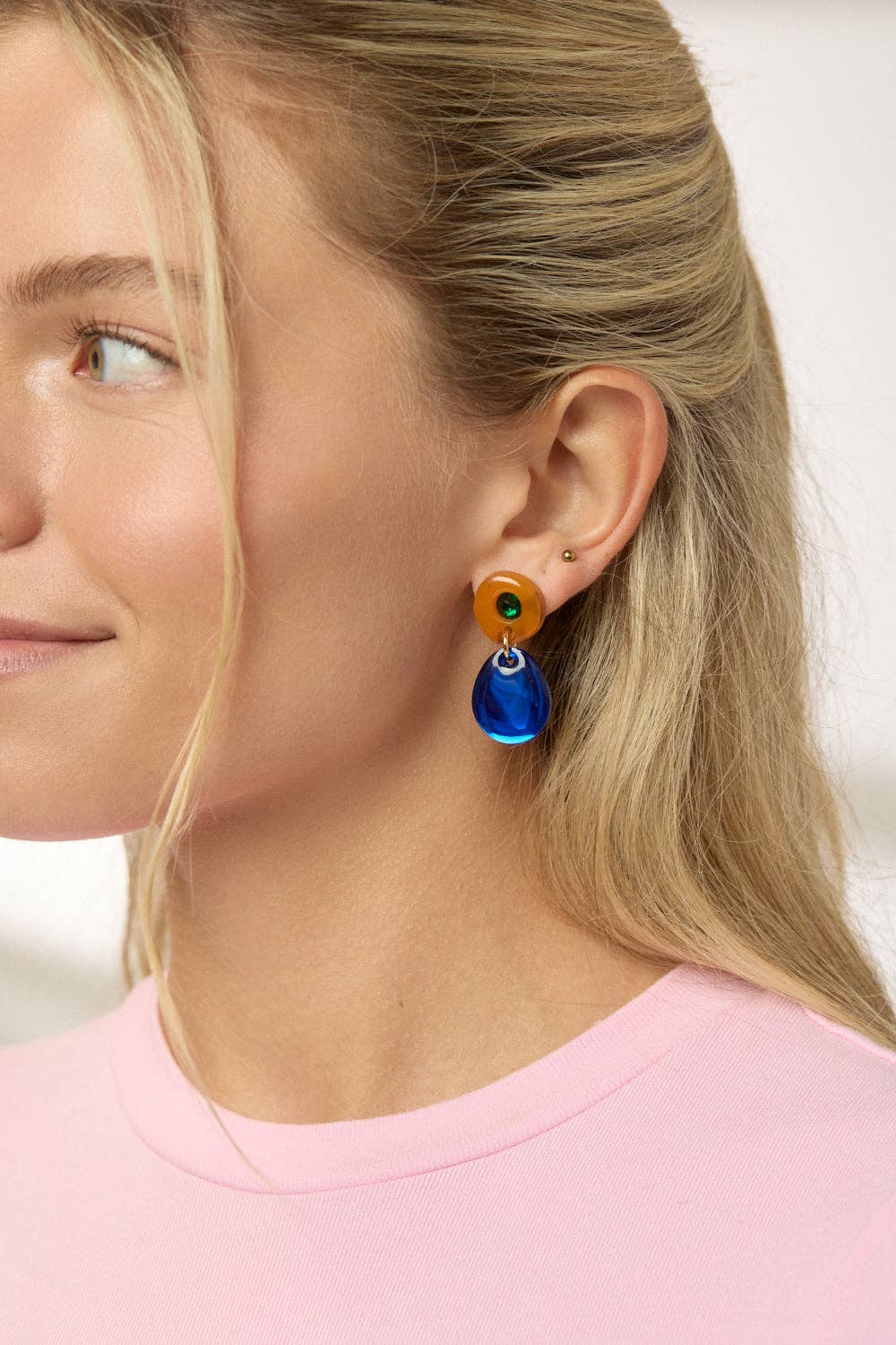Martha Jean - Jam Gem Earrings - Brown/Cobalt