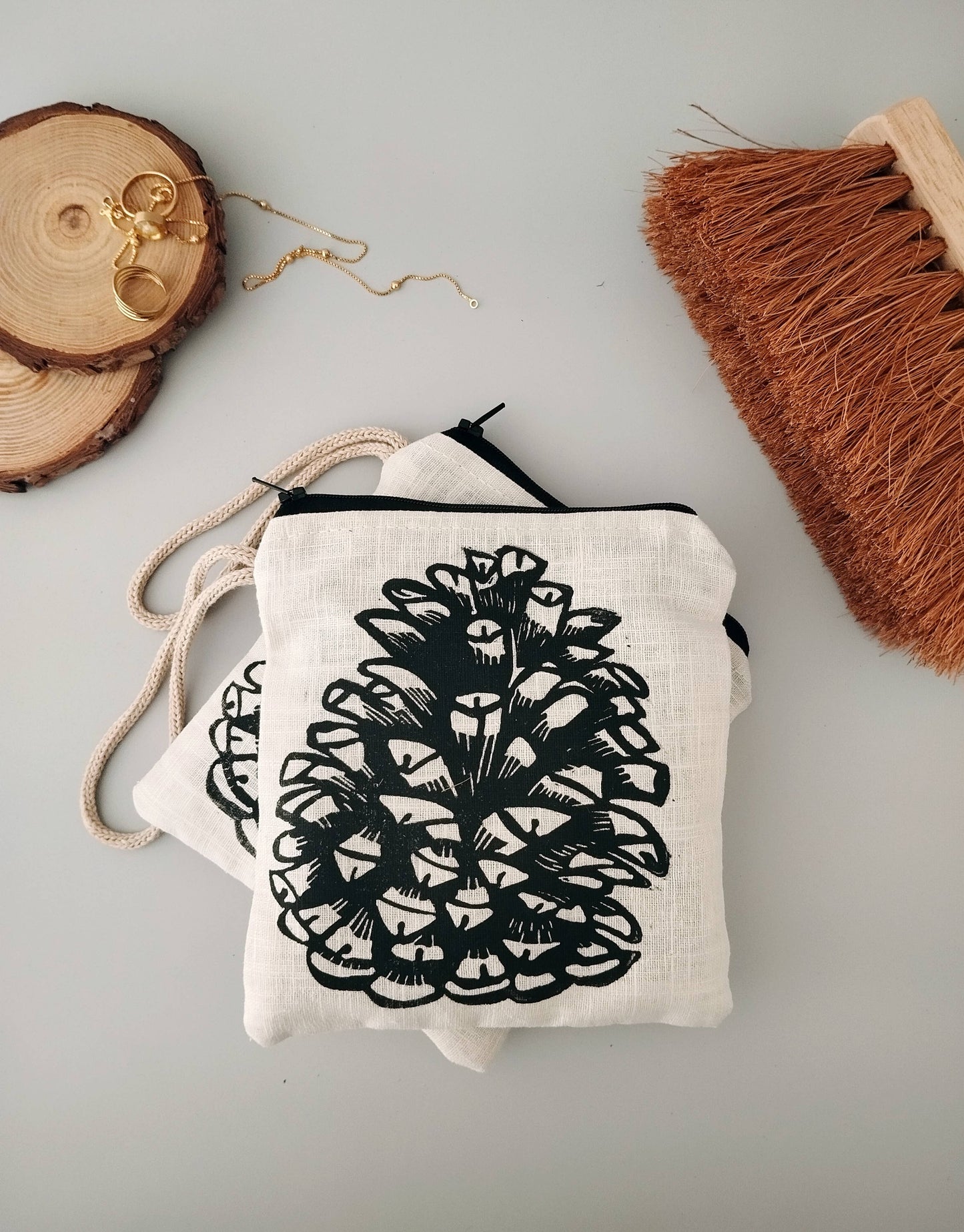 PRE-ORDER AVAILABLE - The Ink Job - Linen Pouch with Zipper - Pinecone