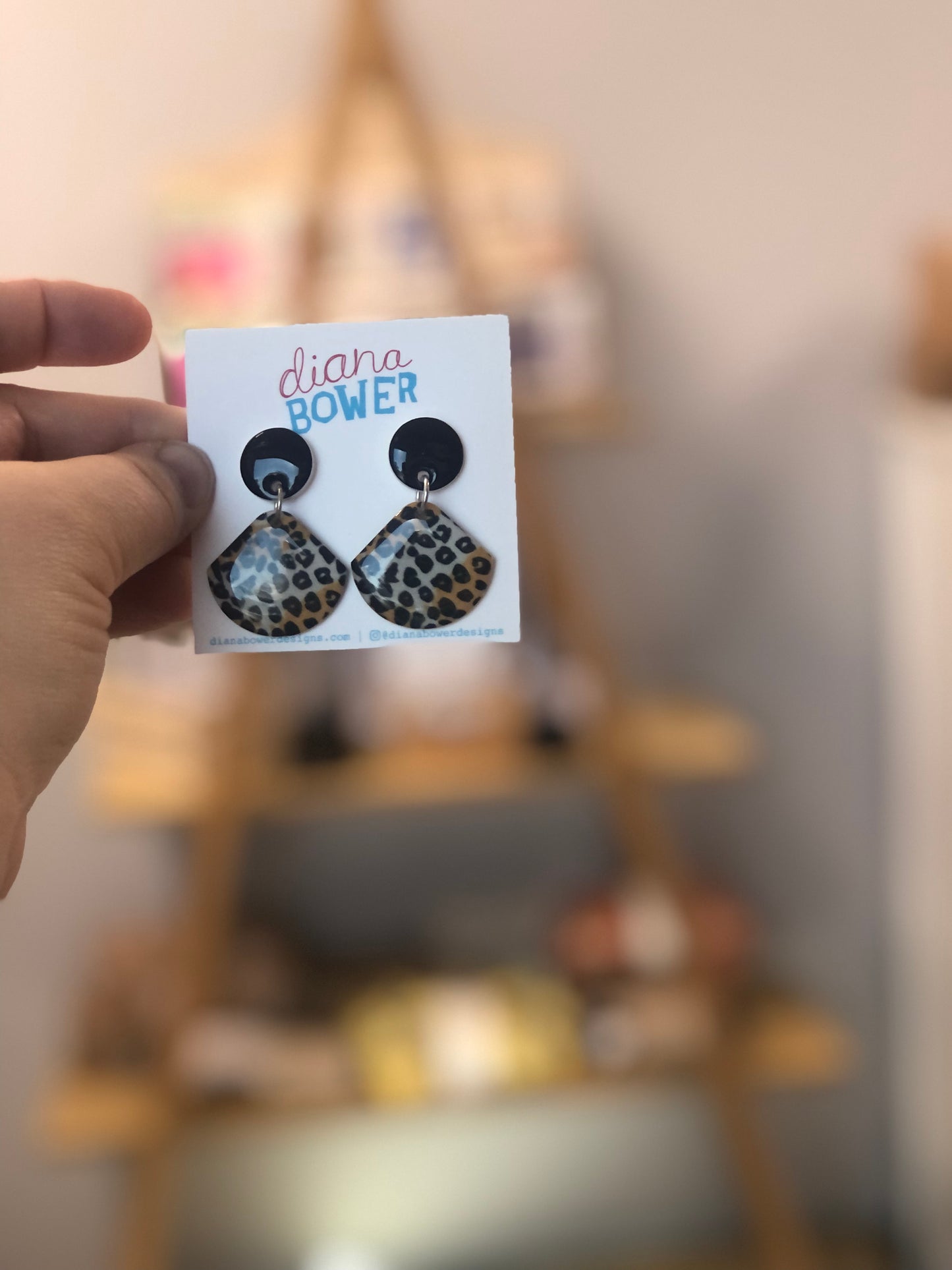Diana Bower Designs - Earrings - Small Fan - Animal Print