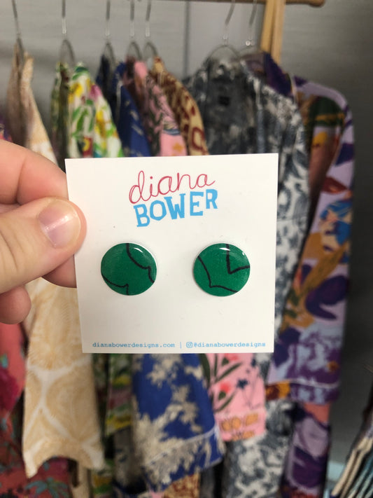 Diana Bower Designs - Earrings - large Studs - Green