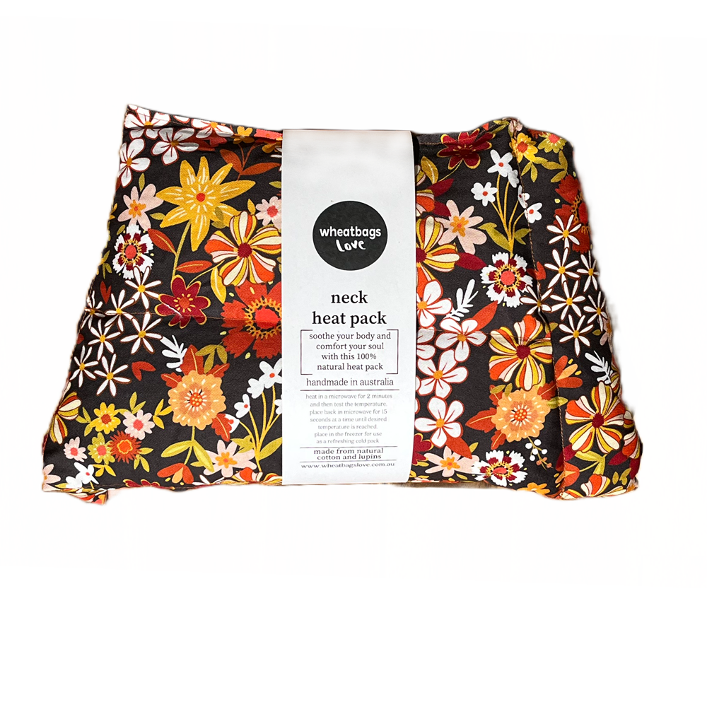 Neck Heat Pack - Groovy Flowers Black