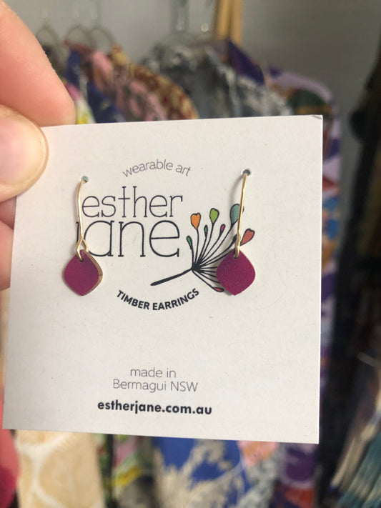 Esther Jane - Tiny Drop Timber Earrings - Violet Purple