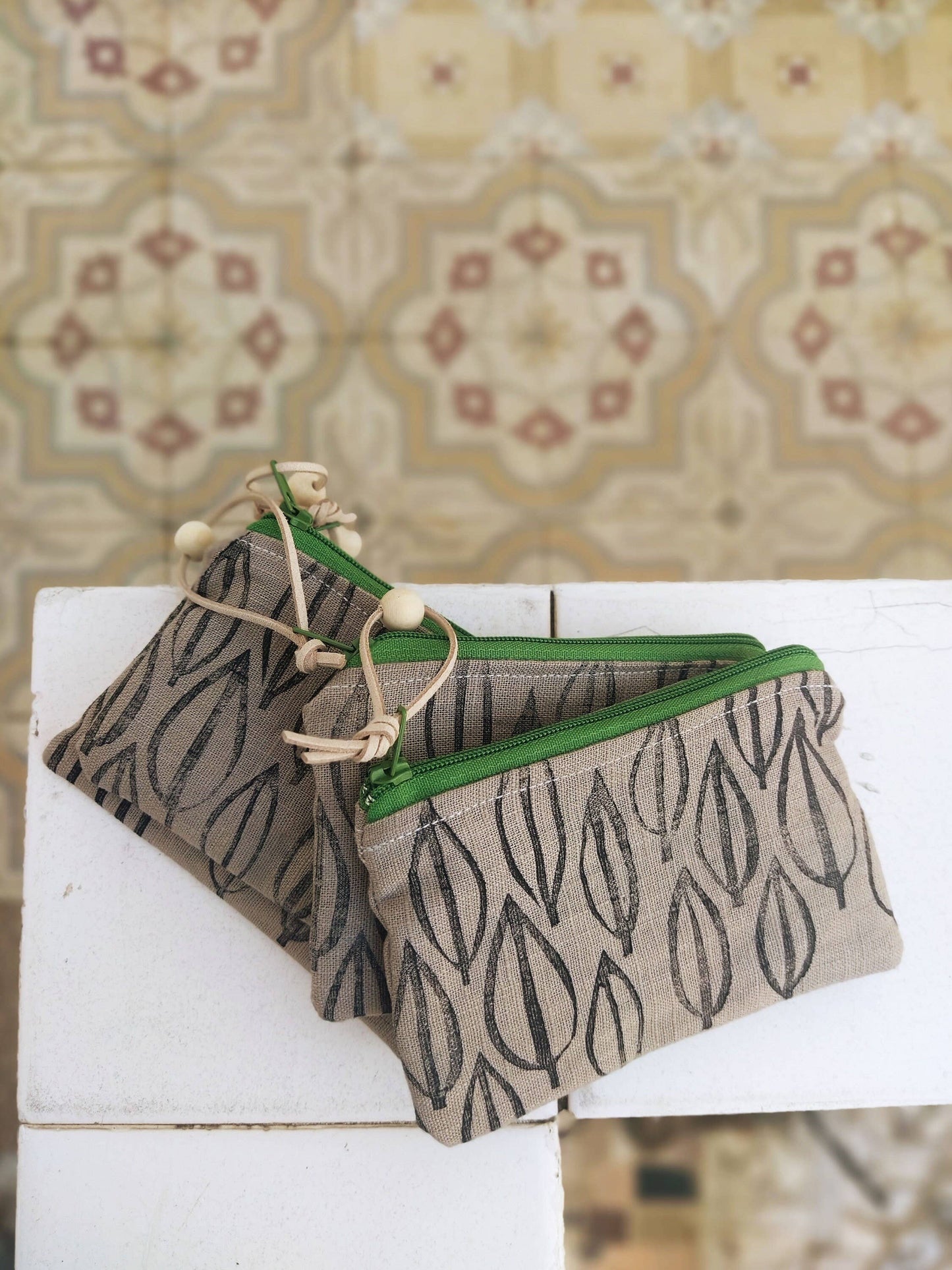 PRE-ORDER AVAILABLE - The Ink Job - Linen Pouch with Zipper - Leaf Print