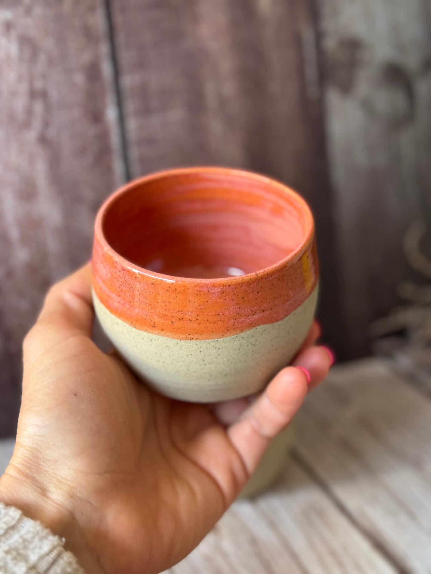 Wolf and Clay - Mini Hug Mug - Bright Orange