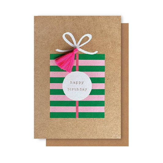 Elly Oak - Greeting Card - Happy Birthday Present and Tassel
