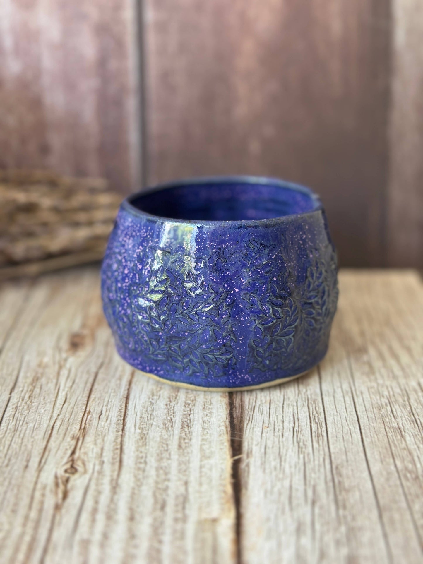 Wolf and Clay Pty Ltd - Hug Mug - Floral Imprinted - Blue with Purple