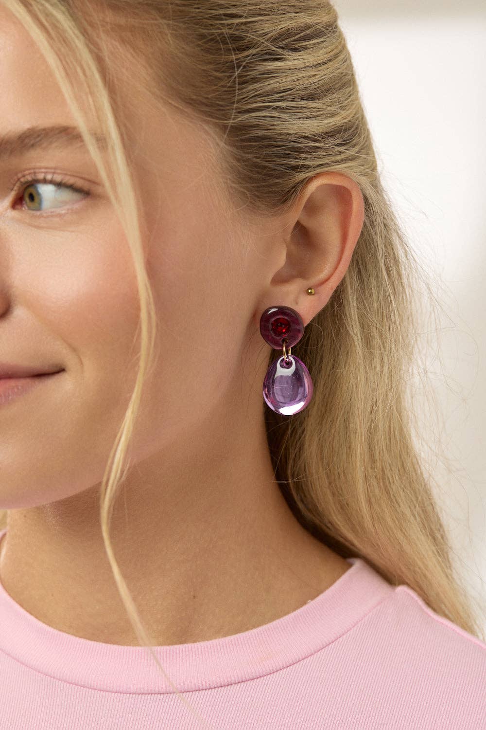 Martha Jean - Jam Gem Earrings - Burgundy/Violet